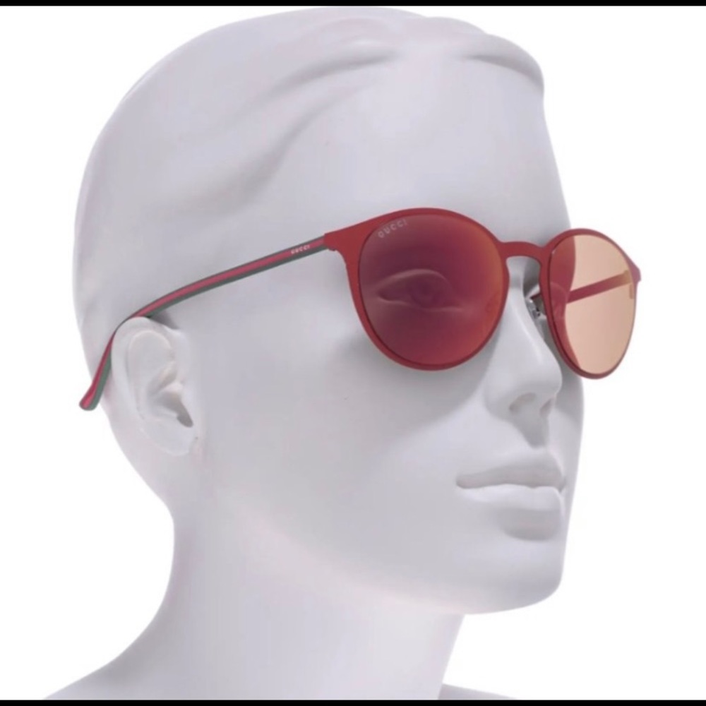 Authentic Gucci Red Mirrored Classic Core Round Sunglasses